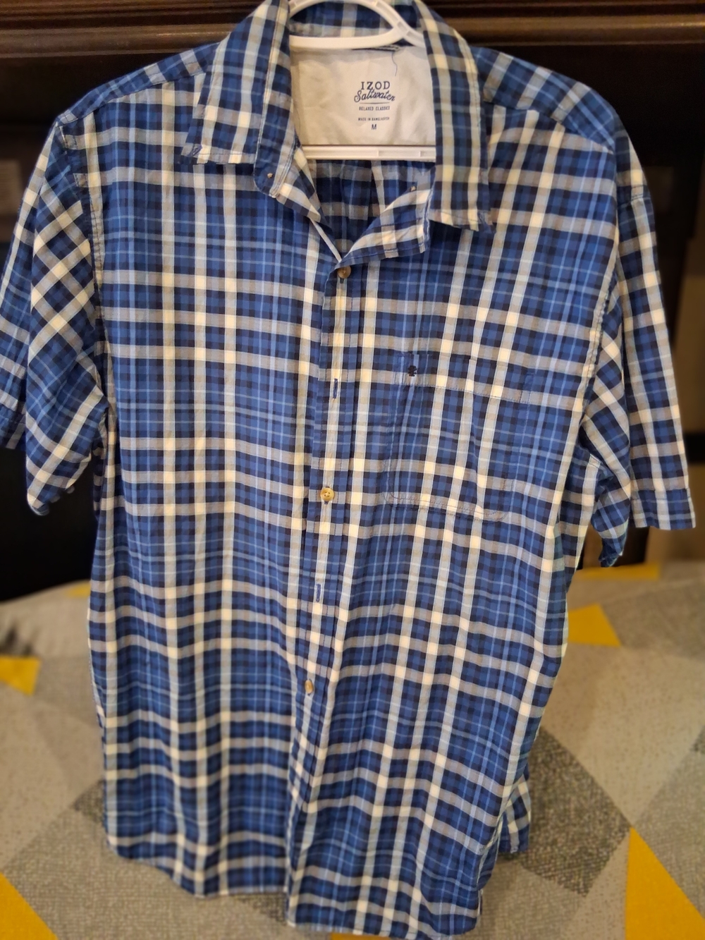 IZOD Blue Plaid Short-Sleeve Men's Shirt